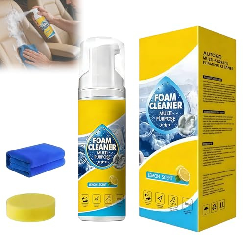 Foam Cleaner, Foam Cleaner Schiuma Spray Multiuso, Pulizia Profonda Spray Auto Interni, con Spugna e Asciugamano, per Pulizia Igienica in Auto e Casa (1)