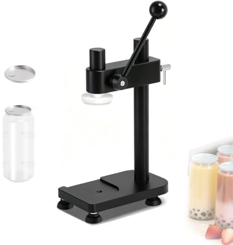 Manuell burktätningsmaskin med justerbar höjd, avtagbart krymphuvud och 100-pack med 500 ml flaskor och lock för öl, juice, kaffe, läskdrycker
