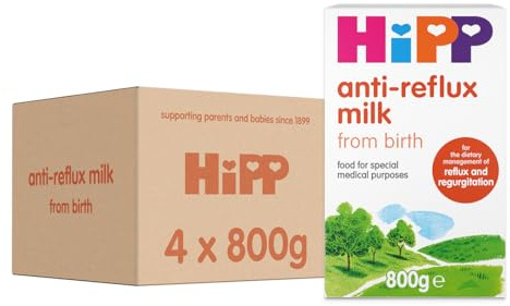 HiPP Anti Reflux Baby Milk Powder Formula, Food for Special Medical Purposes, From birth 800g (Pack of 4)