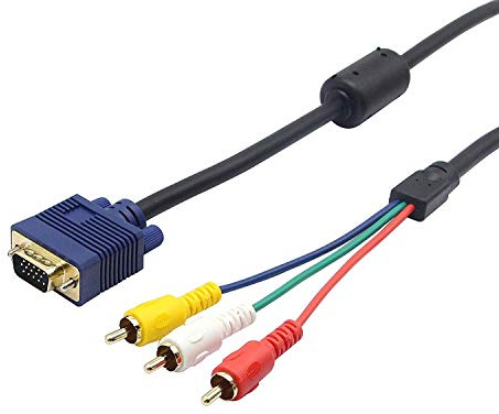 QiCheng&LYS Vga to video rgb, Cavo da vga a audio, Cavo con porta cavo rgb vga , vga av per TV/HDTV, 1,5 m