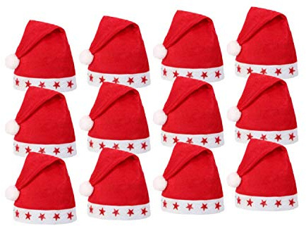 SoMulti Lot De 12 Bonnets Père Noël Avec Etoiles Lumineuse LED (Adulte)