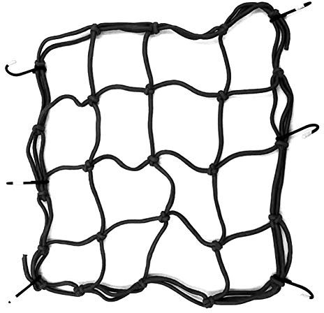 Filet De Moto, 12 Pouces 6 Crochet Tiedown Faux Cuir Moto Cargo Net Casque De Rangement Sac en Maille Noir Taille Unique