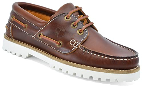 Scarpe da barca da donna Seajure Alankuda in pelle marrone e bianca (numeric_36)