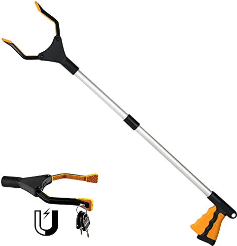 Tosucs Outils de Ramassage,82cm Outils de Préhension Pince Extension Pliable avec Embouts Magnétiques pour Seniors,Handicapés,Le Ramassage des Déchets, Déchets de Jardin（Orange）