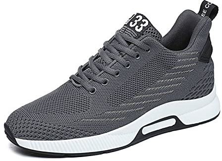 Scarpe rialzanti da uomo in mesh, scarpe sportive da trekking all'aperto - tacco da 6 cm, grigio, 42 EU