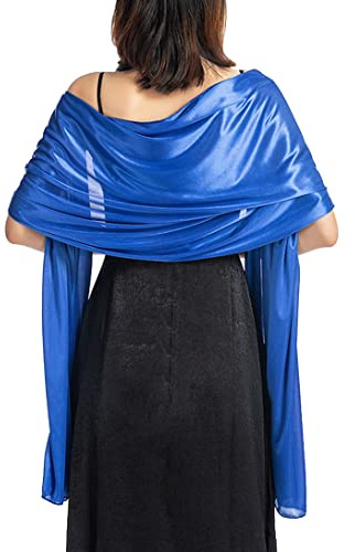LIAOPUFUS Elegante estola de satén chal para mujer ceremonia estola bolera capa suave para boda verano vestido de novia fiesta, turquesa, Talla única