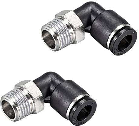 PATIKIL 8mm Tubo OD x 1/4 NPT Maschio Filo Gomito Raccordi, 2pz Spingi per Collegare Spingere Raccordo blocare Raccordo per Pneumatico Idraulico system