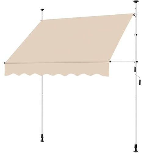 Yaheetech Tenda da Sole per Balcone Esterno Veranda a Bracci Estensibili con Manovella Regolabile Telo Avvolgibile Retrattile Resistente ai Raggi UV Telaio Telescopico Senza Forare 200 x 120 cm Beige