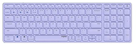 Rapoo E9700M kabellose Tastatur Wireless Keyboard wiederaufladbarer Akku flaches Aluminium Design DE-Layout QWERTZ PC & Mac - lila