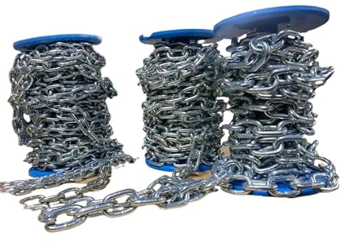 DIN 5685 Heavy Duty Hot Dipped Galvanised DIY Strong Short Link Steel Chain - 8mm Galvanised, 15 Meter