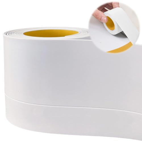 Zócalo blando autoadhesivo, 50 x 20 mm, 5 m, zócalo blando autoadhesivo, flexible, de PVC, para cocina y baño (blanco)