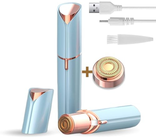 Facial Hair Remover for Women, Painless Lady Shaver with Replacement Heads, Rechargeable Women Face Hair Removal, Electric Razor for Upper Lips, Chin,Armpit,Peach Fuzz, Mini Body Trimmer