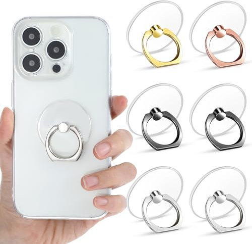 6er-Pack Handy Ring Halterung Transparent Handyring 360 Drehung Handy Halterung Handy-Ringhalter-Griff Handy Halter Finger Kompatibel Für handyhülle Tablet-Hülle Zubehör