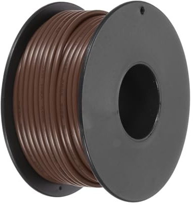 sourcing map Bobine de fil de cuivre étamé UL1007 en PVC 18 AWG pour connexion interne, marron, 15 m