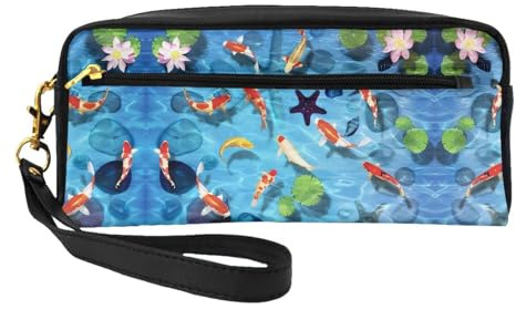 Bolsa de maquillaje reutilizable – Organizador de artículos de aseo de viaje, diseño completo de carpa roja japonesa con estampado de carpa para mujer