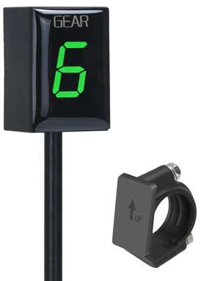 Motorcycle Gear Indicator Compatible with Kawasaki with Holder Bracket,Waterproof LED Digital Display Speedometer Shift Lever Sensors Plug & Play (Green)