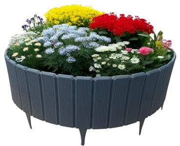 bepco Palisade – Beeteinfassung 5er Set (LxH: 500 x 17cm, Graphit) – Flexible & stabile Beetbegrenzung, 100% recycelter Kunststoff, mit integrierten Erdanker, für Garten & Beete