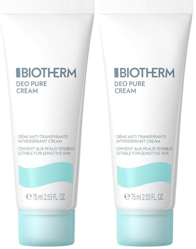 BIOTHERM Deo Pure Cream, Deodorante in Crema 24H, Per Tutti i Tipi di Pelle, Anche per Pelli Sensibili, Antitraspirante, Con Complesso Minerale Attivo, 75 ml (Confezione da 2)
