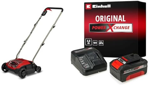 Einhell Akku-Vertikutierer-Lüfter GC-SC 18/28 DS Li Power X-Change (18 V, 28 cm Arbeitsbreite, Messerwalze mit 12 Messer, Double-Slot-Funktion, inkl. 4,0 Ah Akku & Ladegerät)