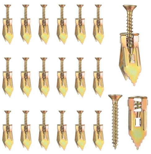 50 PCS Plasterboard Fixings & Wall Plugs, Cavity Fixing Anchors and Screws, Hollow Expansion Anchors with Self Drilling Screws for Plasterboard, Concrete & Masonry