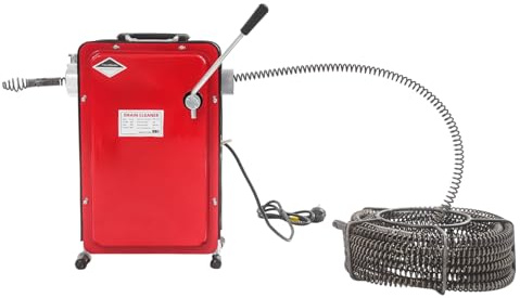 Limpiador de tuberías eléctrico de 240 W, 30 m de longitud, dispositivo de limpieza de tuberías en espiral, máquina de limpieza de canales para lavabos, duchas, desagües de suelo