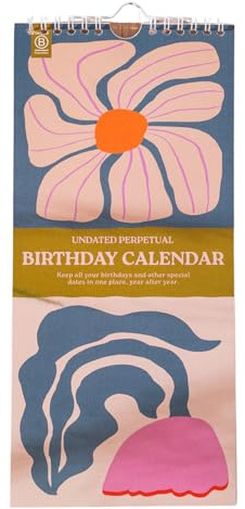 Good Tuesday Les Fleurs Perpetual Birthday Calendar | 29.7 x 13.8 cm | Perpetual Birthday Calendar | Les Fleurs Design | Bleed-Proof Paper | Slim Design | Sustainably Made in the UK