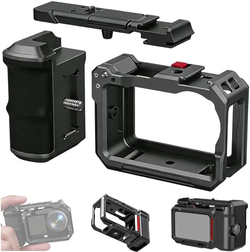 Honbobo Kameragrepp för DJI Osmo Action 6, metall Xplorer grepp skyddande bur kamera metall bur ram expansionsfäste skjuthandtag tillbehör för DJI Osmo Action 6