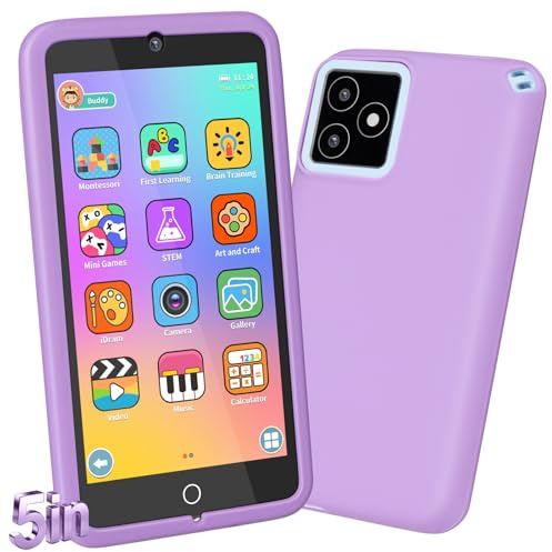 GREENCREEK 5.0 Touchscreen Kids Smart Phone, Kids Phone with Games & Dual Camera, Toddler Toys Phone, Boys and Girls Learning Toy Phone for 3-9 Years Old (Purple)