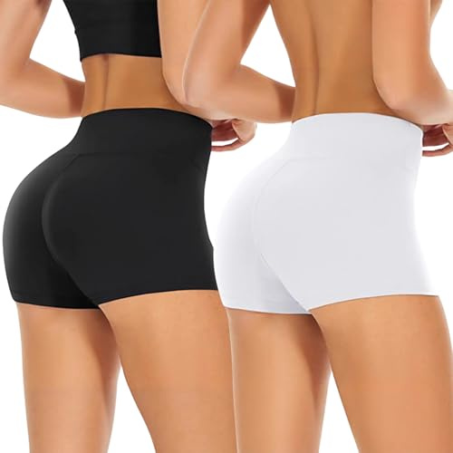 SCCGKP 2 Pack Slip Shorts for Under Dress Anti Chafing Shorts Boyshorts Panties for Women,Workout Yoga Bike Shorts