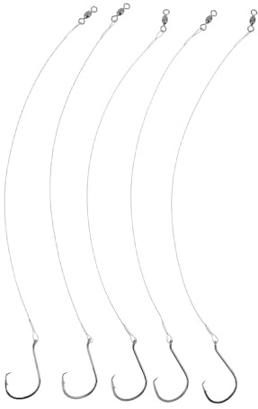 HOODANCOS Montages Paternoster en Fil d'acier Argenté Distance de Lancer Optimisée Lot de 5 avec Hameçon Circulaire Pré-monté, Sélection Polyvalente pour Pêche en Profondeur en Bateau