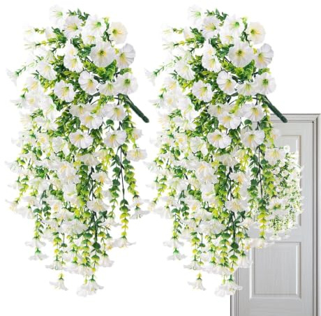 Konstgjorda Petunior 2 Stycken Imiterade Blommor | Utomhus Falsk Petunia Dekoration För Uteplats TrädBakInomhus Balkong Bröllop