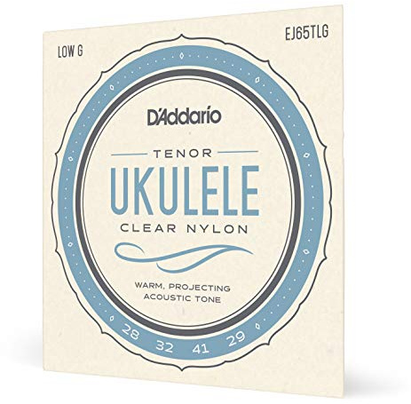 D'Addario Tenor Ukulelesträngar, klar nylon, EJ65TLG, låg-G, 4-strängad uppsättning, 1-pack