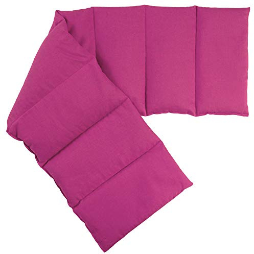 Cuscino termico - Cuscino con semi di uva, 75x20cm. Cuscino riscaldabile per la schiena, il ventre e molto altro, con 8 compartimenti. Terapia caldo e freddo (fucsia)