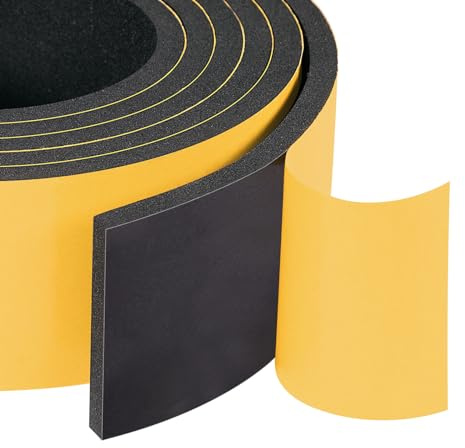 Yotache High Density Adhesive Foam Seal Tape 2 Rolls 2 W X 1/4 T, (New Adhesive Craft) Weather Strip Insulation for RV, Air Conditioning Window, Garage Door, Total 13 Ft Length
