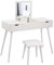 EUGAD Toeletta da Trucco con Specchio Pieghevole, Tavolo da Toeletta con Sgabello ben Imbottito, Scrivania con 2 Cassetti, Moderno, Legno, Bianco, 100x40x75 cm
