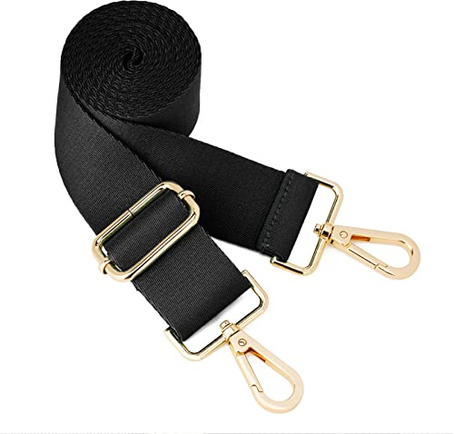 ZOOEASS Wide Shoulder Strap (Solid),Adjustable Replacement Belt Crossbody Canvas Bag Handbag (Black)