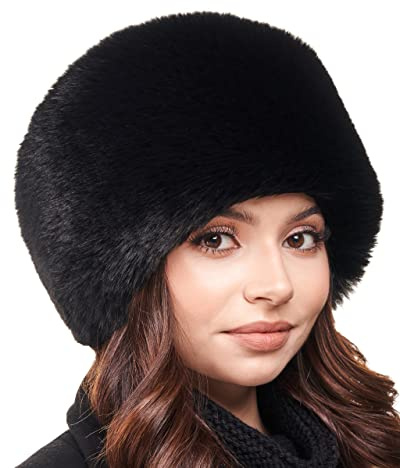 Futrzane Modern Cappello Cosacco - Colbacco da Donna Russo - Berretto Pelliccia (S, Nero Lungo Modern)