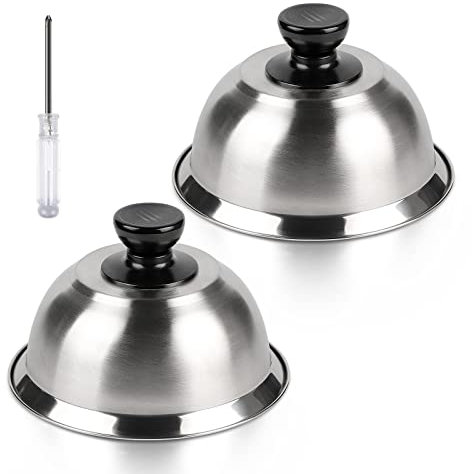 CPROSP 2X Campanas para Hamburguesas de Acero Inoxidable 16 * 9 cm, Tapa para Hamburguesas con 1 Mini Destornillador