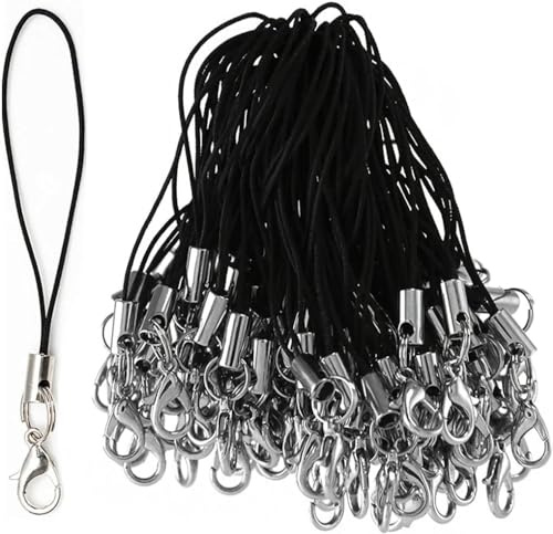 Lobster Clasp Phone Lanyard, Pack of 50, Key Fob, Wrist lanyard, Mobile Phone Charm Cord for Pendants, for DIY Cellphone Lanyard, Keyring Hand Wrist Strap or Other Handmade Making Accessories