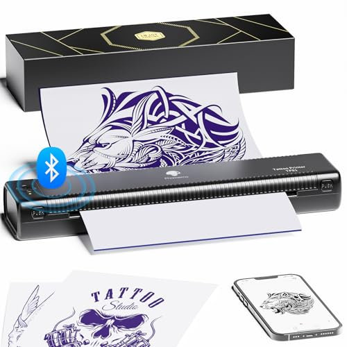 Phomemo TP81 Termocopiadora Tattoo, Impresora Termica Tattoo, Impresora Térmica de Tatuajes con 10 Hojas de Papel Térmico para Tatuajes Copiadora Tattoo Transfer,Compatible con Tablet PC, Smartphone