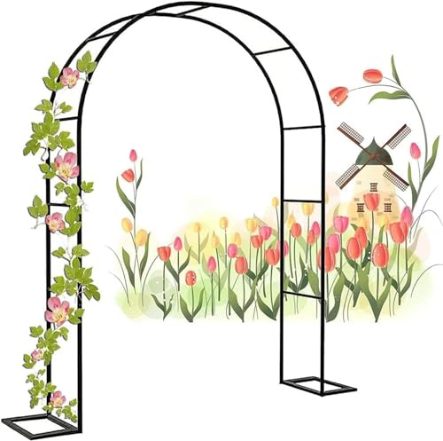 Arche de Jardin en métal, Cadre en Acier, Grille for Roses de Jardin, Arc for Plantes grimpantes Lourdes et Solides (Color : Black, Size : W2.4M*H2.2M)