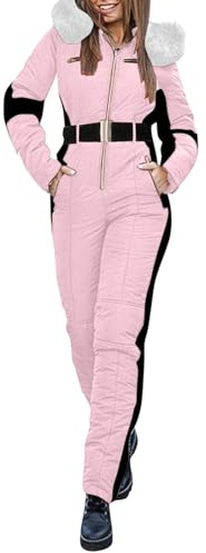 YIzdegg Skidjacka och skidbyxor för kvinnor, skidkläder, 2 delar, vinteroverall, varm vinterjacka med huva, för snowboard, snöjacka, snöbyxor, overall, utomhussport, overall, skidoverall, utomhusjacka
