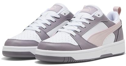 PUMA Rebound V6 Low Unisex Sneaker, Puma White Mauve Mist Plum Jam, 41 EU
