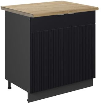 Vicco Meuble Bas sous-évier Fame-Line, Noir rayé, 80 cm, PT Chêne