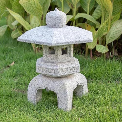 TUPOSTAR Farol De Piedra Japonés Torre De Piedra para Jardín Farol De Jardín Japonés Interior/Exterior para Balcón, Jardín, Patio, Porche,Blanca,50CM
