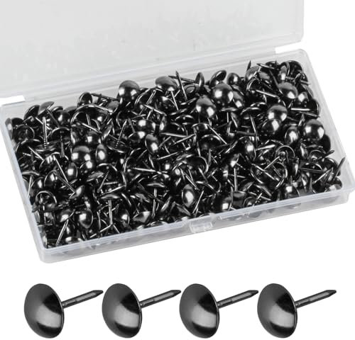 320 clavos tapizados para tapicería, tachuelas para muebles, muebles vintage, para sillones, muebles, cama, clavos decorativos - 11 x 17 mm (negro)