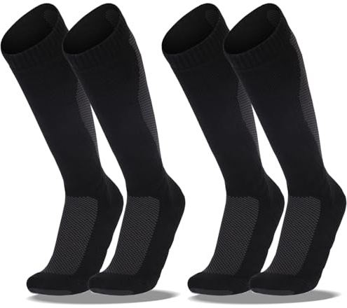 KIRVOS 2pcs Chaussettes Thermiques Hautes Homme Femme,Chaussettes de ski thermiques,Coupe ergonomique pour Randonnée, Cyclisme, Snowboard, Sport Hiver (Gris noir)
