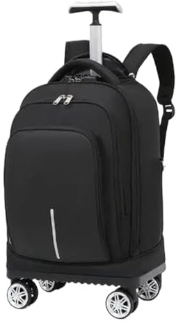 SNGUOQ Skolväskor med hjul skolryggsäck, skoltrolley-väskor, spinnväska, handbagage, 20 tum, herrreseryggsäck, svart, Einheitsgröße