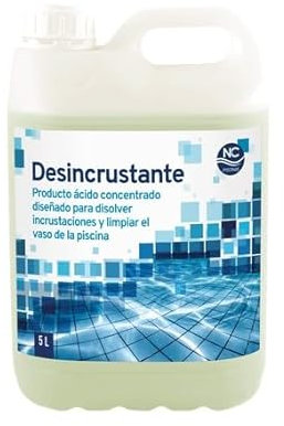 NC Limpiador Desincrustante de Superficies para Piscinas. Especialmente formulado para Eliminar Incrustaciones, sedimentos y Materia orgánica de Las Paredes y Suelos de tu Piscina. 5L