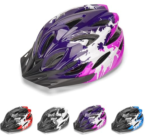 DmTown Fahrradhelm Kinder, Verstellbarer Fahrradhelm für Jungen und Mädchen im Alter von 3-14 Jahren, Multisport-Kinderhelm für Fahrrad,Skaten,Radfahren, Kinder Fahrradhelm 50–58 cm (violett)